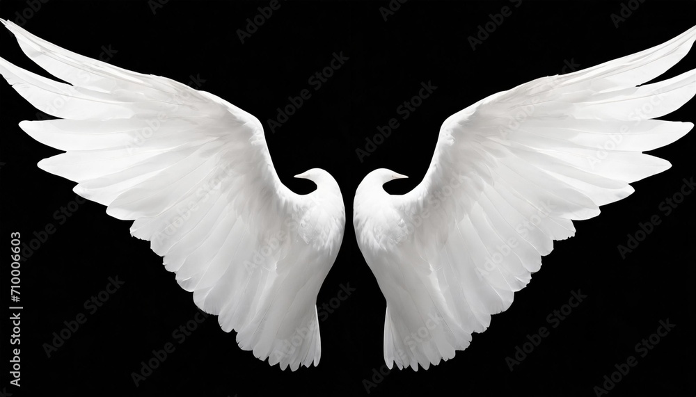 white angel wings on background png - obrazy, fototapety, plakaty 