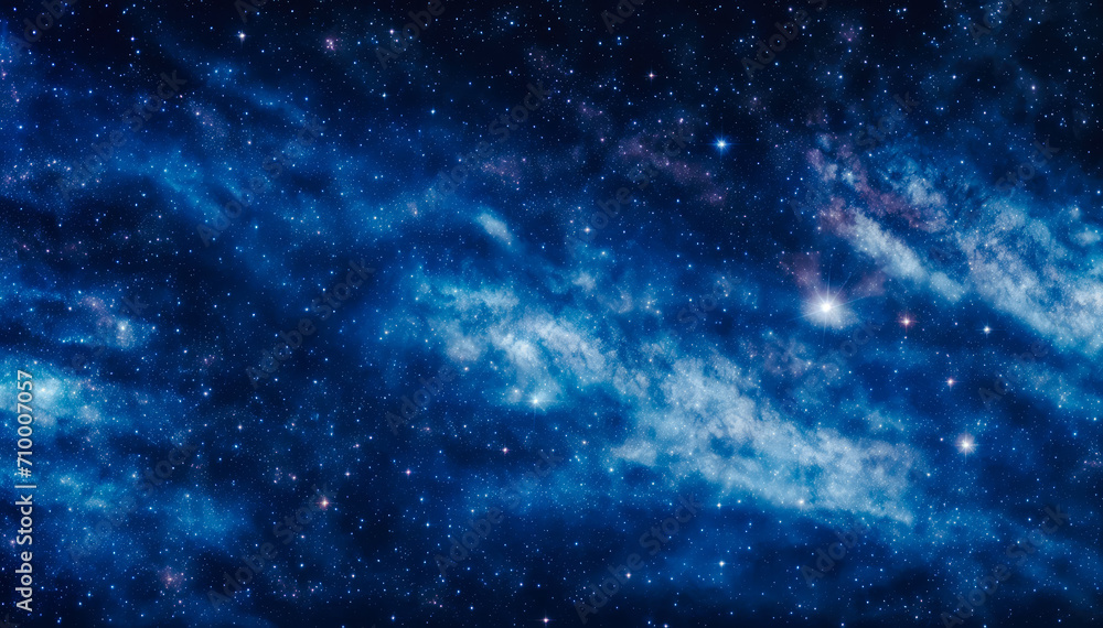 Beautiful Dark Galaxy in Outer Space with Blue Night Sky and Starry Scenics