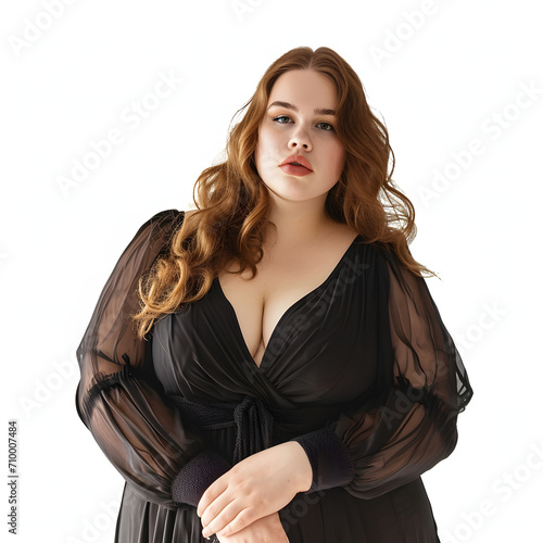 Fashion shoot featuring plus-size models with confidence isolated on white background, realistic, png
 photo
