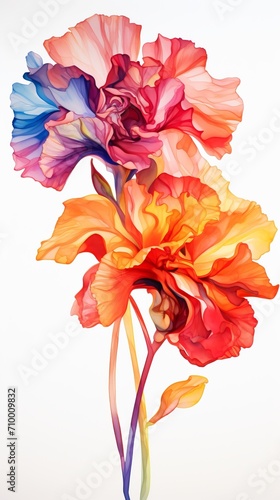 Colorful watercolor art flower. Isolated on white background. In a realistic manner, colorful, rainbow. Ideal for teaching materials, books and nature-themed designs. Paint splash icons. © Mari Dein