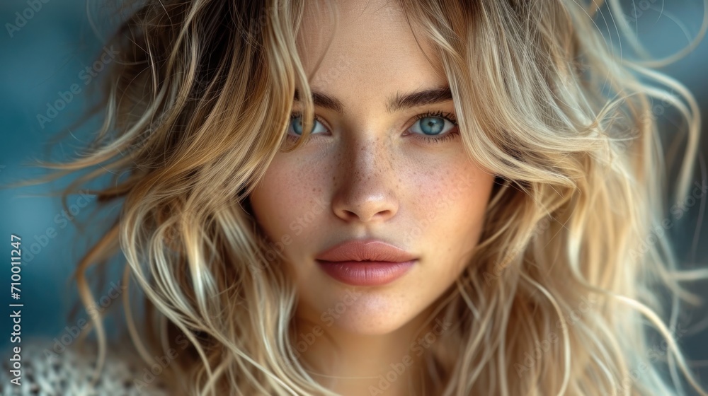 Close up portrait of a beautiful young woman with long blond hair. Close up portrait of a beautiful young woman with long blond hair.
