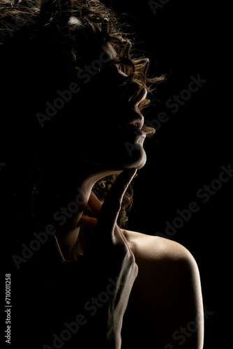 Sensual Profile Silhouette Portrait on Dark Background