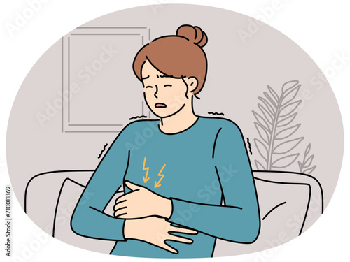 Unhealthy woman suffer from stomachache