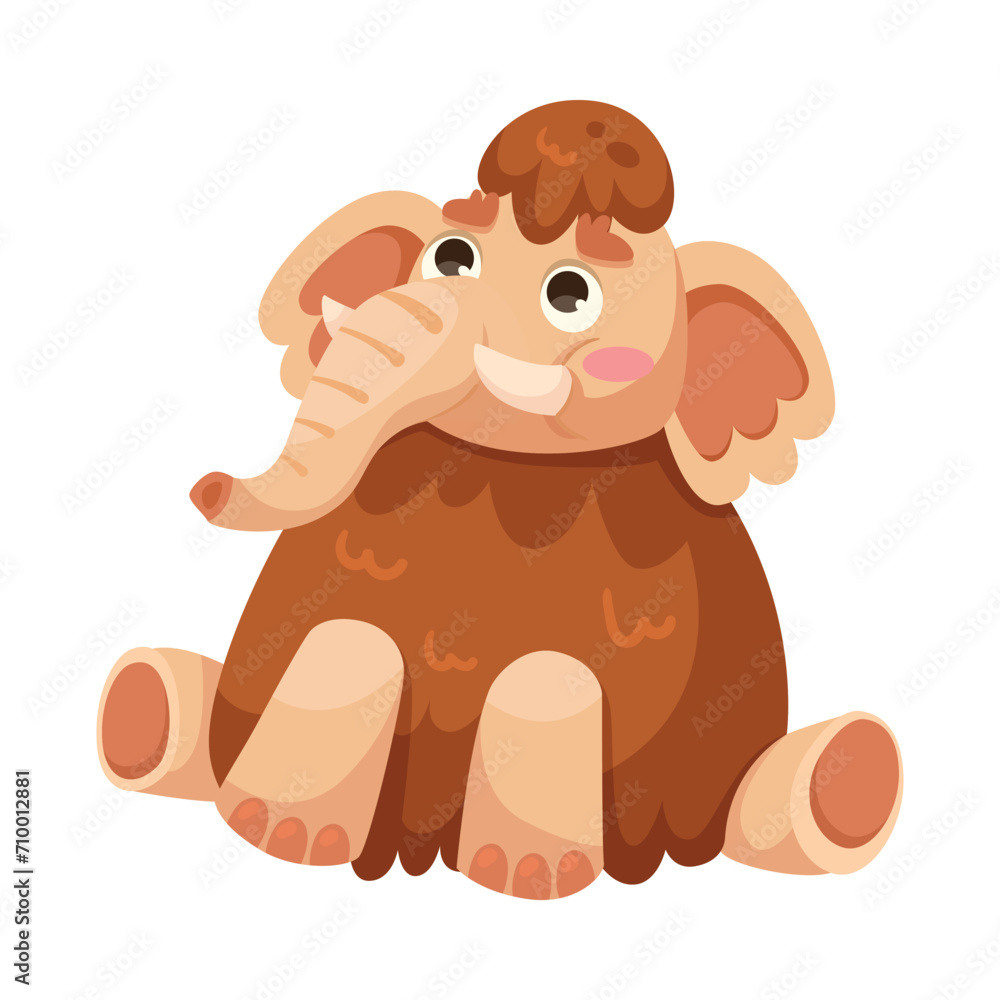 Fototapeta premium Mammoth Fluffy Toy as DIY Gift for Valentine Vector Illustration
