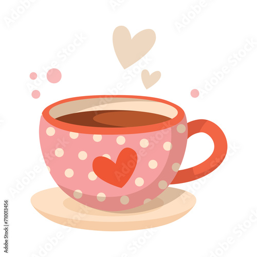 Tea Cup with Warm Drink as DIY Gift for Valentine Vector Illustration