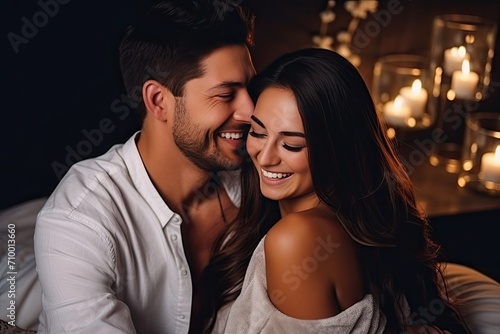 Romantic Couple Sharing Intimate Moment in Cozy Candlelight