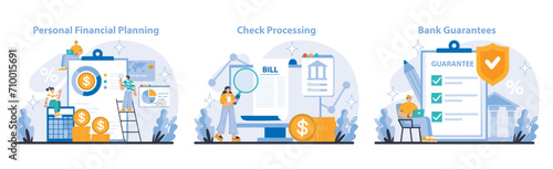 Expanded and specialized banking services set. Strategic personal financial planning, efficient check processing, and reliable bank guarantees. Fostering fiscal responsibility and trust.