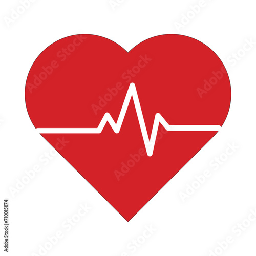 Heartbeat heart beat pulse flat icon for medical apps and websites. Vector Illustration.