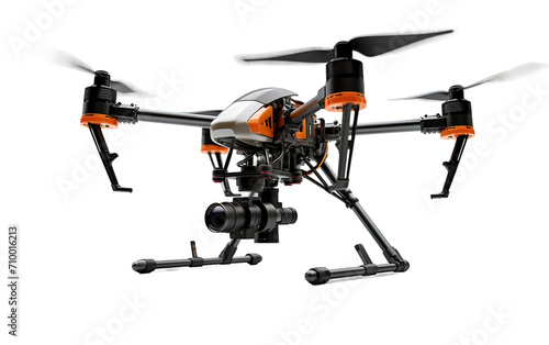 Stylish Isolation of High-Tech Professional Drone Camera Isolated on Transparent Background PNG.