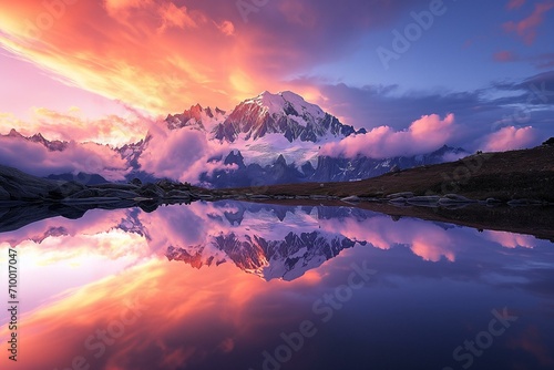 Breathtaking Alpine Reflection at Twilight