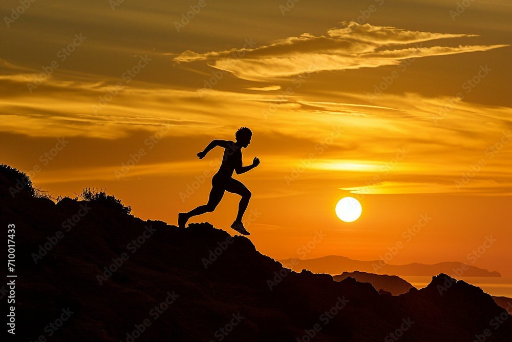 Silhouette of a Runner Against a Sunset Backdrop