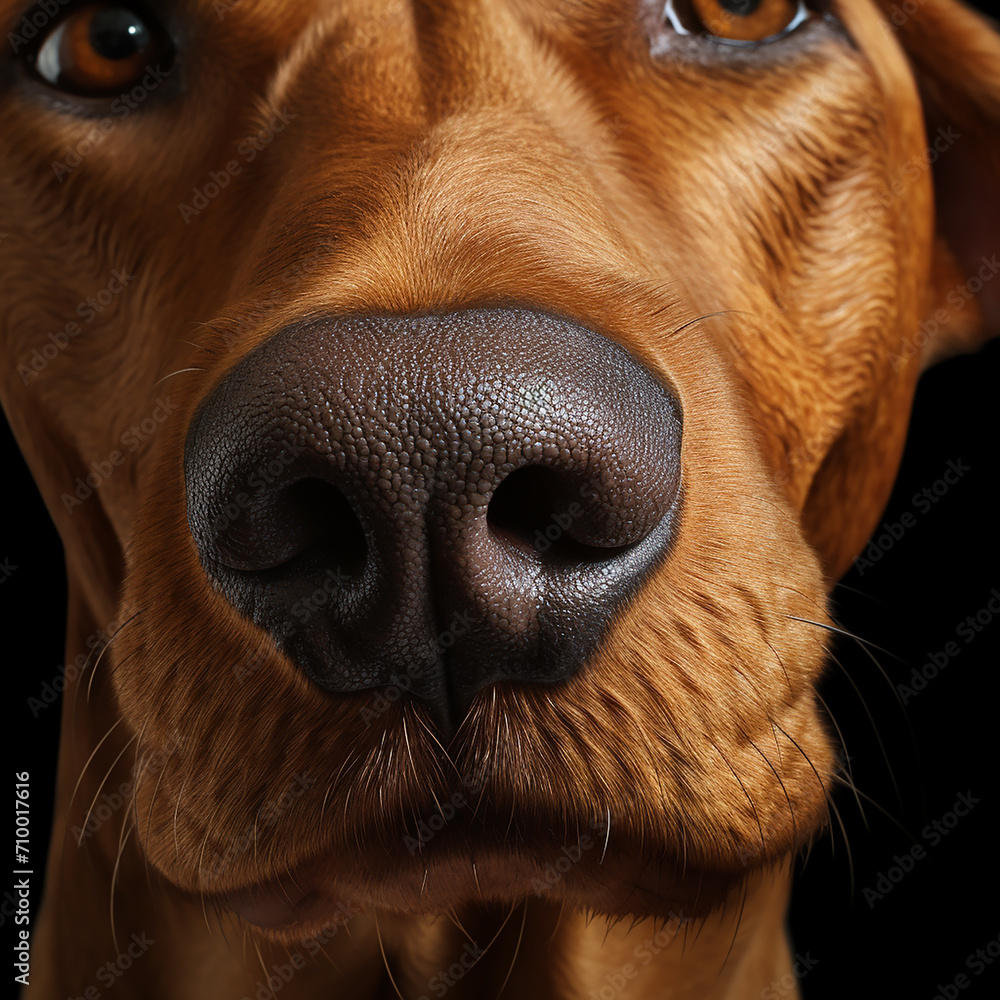 Close-up portrait of a dog's nose. Shallow depth of field