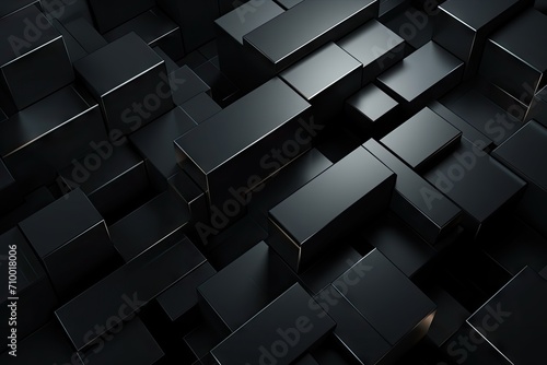 Abstract 3D Black Cubes Texture with Dynamic Shadows