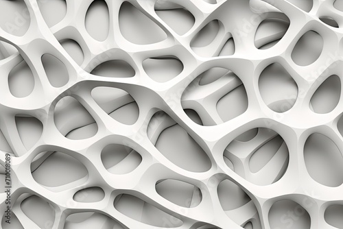 White Organic Mesh Structure with Abstract Geometric Design