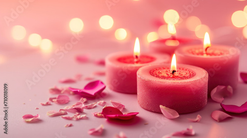 Valentine themed candles  valentine s day banner  celebration  romantic  copy space 