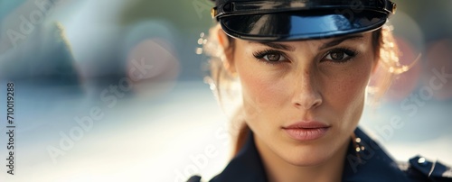woman  police officer close-up portrait Generative AI photo