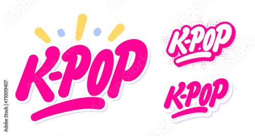 K-pop. Korean pop music style. Vector handwritten letterings. photo