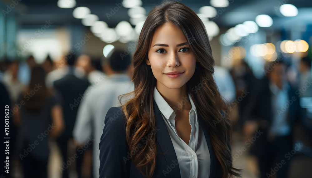 portrait of a beautiful smiling asian businesswoman boss. Generative AI portrait of a beautiful smiling asian businesswoman boss. Generative AI