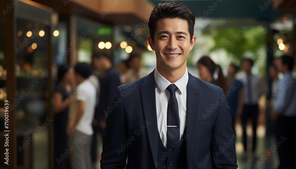 portrait of a handsome smiling asian businessman boss. generative AI portrait of a handsome smiling asian businessman boss. generative AI