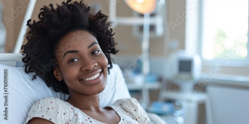 african american patient woman in the ward in the hospital Generative AI photo