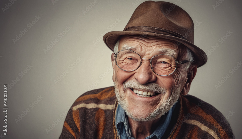 portrait of a senior old man close-up , elderly man, grandpa portrait , looking at camera