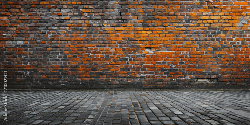 Old red brick wall   red stones banner 