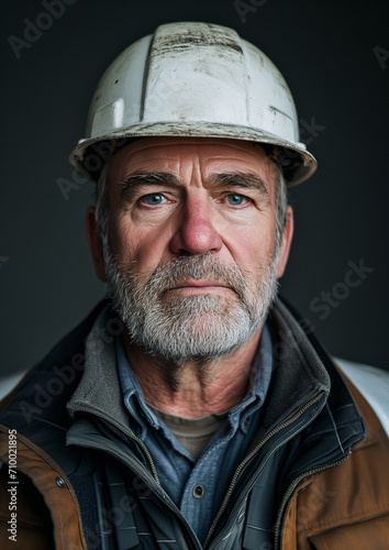 A Portrait of a Workman Wearing a Hard Hat