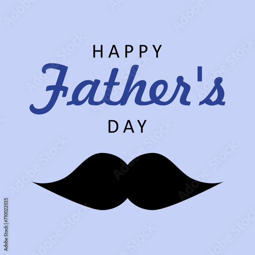 Happy Father's Day card, vector. Inscription Happy Father's Day and mustache on a purple background.