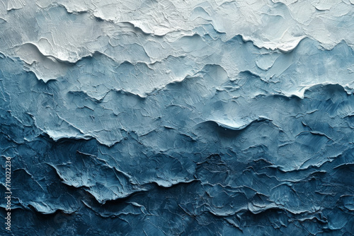 Stylized ocean waves, thick paint strokes, close up texture of hand painted interior wall paper