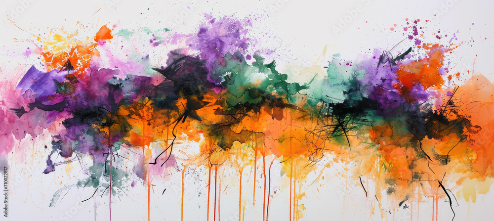 Fototapeta premium Dynamic Energy Explosions, Large Abstract Painting in Dark Pink and Purple