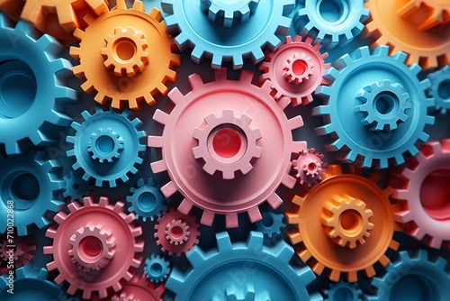 Colorful Plastic Gears in Various Colors: Industrial Design and Mechanisms