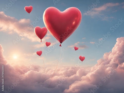 Valentine celebrations, Valentine Ballons, February festival, heart-shaped valentine ballons festival on blue sky