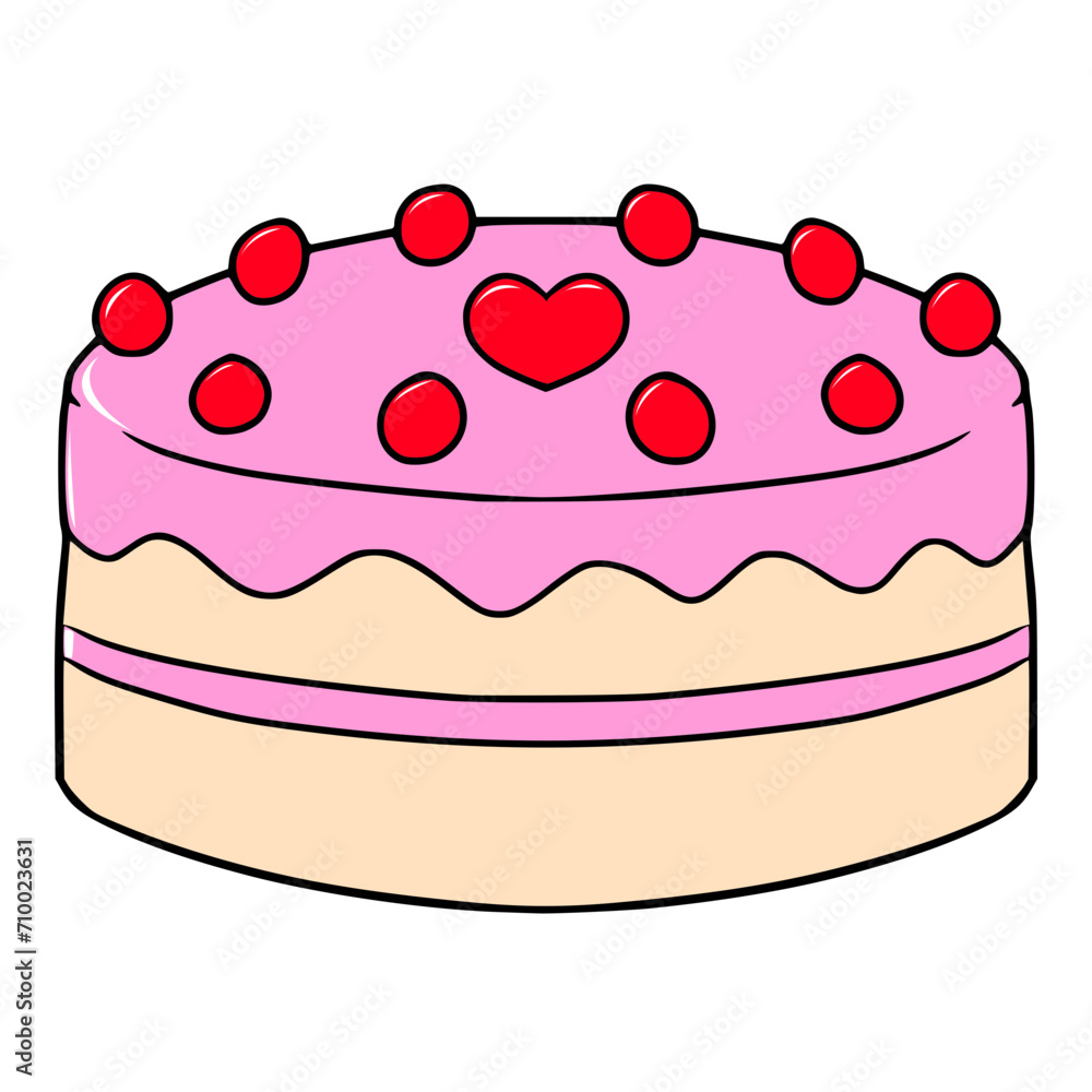 delicious pink pink cake illustration hand drawn colored vector drawing delicious pink pink cake illustration hand drawn colored vector drawing