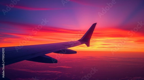 Gorgeous Sunset View of Airplane Wing © Viktoriia