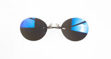 blue sunglasses pince-nez isolated on white background