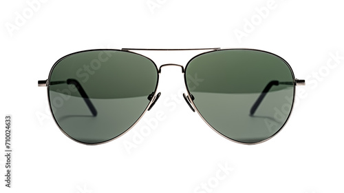 black wire frame aviator sunglasses with smokey green lenses, fashion sunglasses, mens or womens hipster sunglasses isolated on a transparent background, front view, unisex, summer fashion