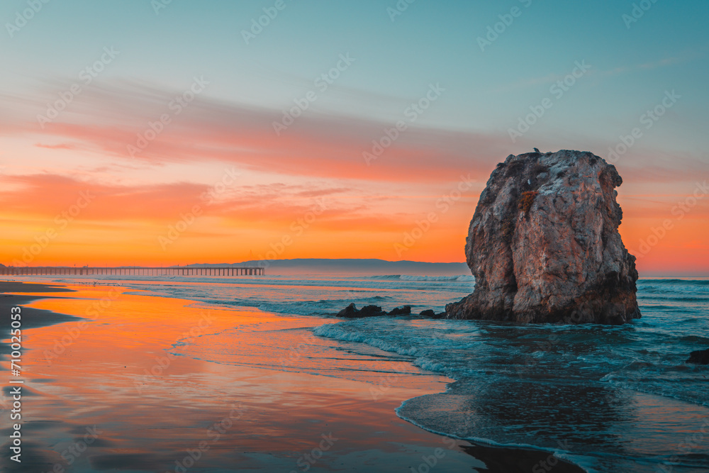 Sunset Sea Stack at beach