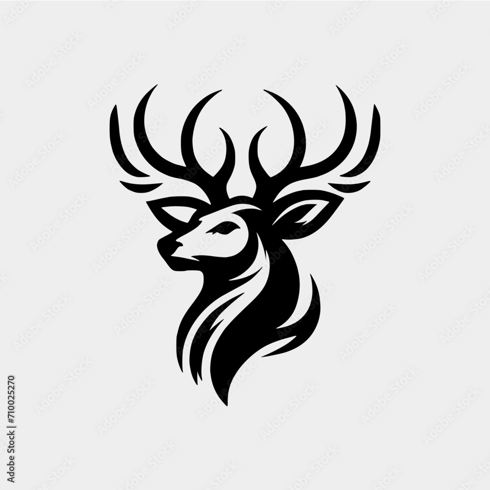 Deer Head Logo Design. Deer Logo Vector Illustration. Stylish geometric shape deer logo type, Attractive design,