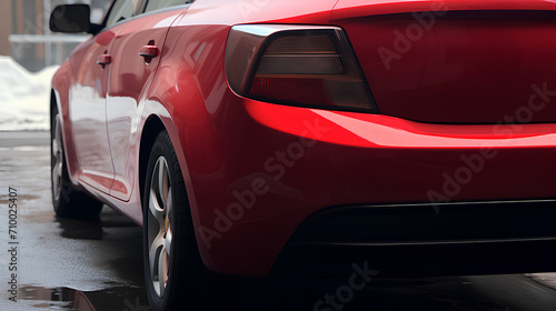 Close-up,  a red modern car. © Tanuha