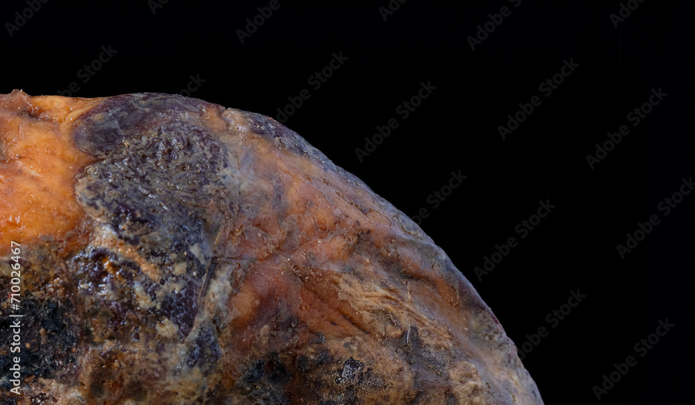 Close-up of the fat of a cured Serrano ham.2 Close-up of the fat of a cured Serrano ham.2