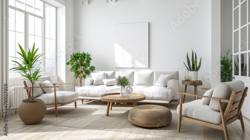 Ethereal Serenity  A Haven of White Elegance in a Dreamy Living Room Oasis