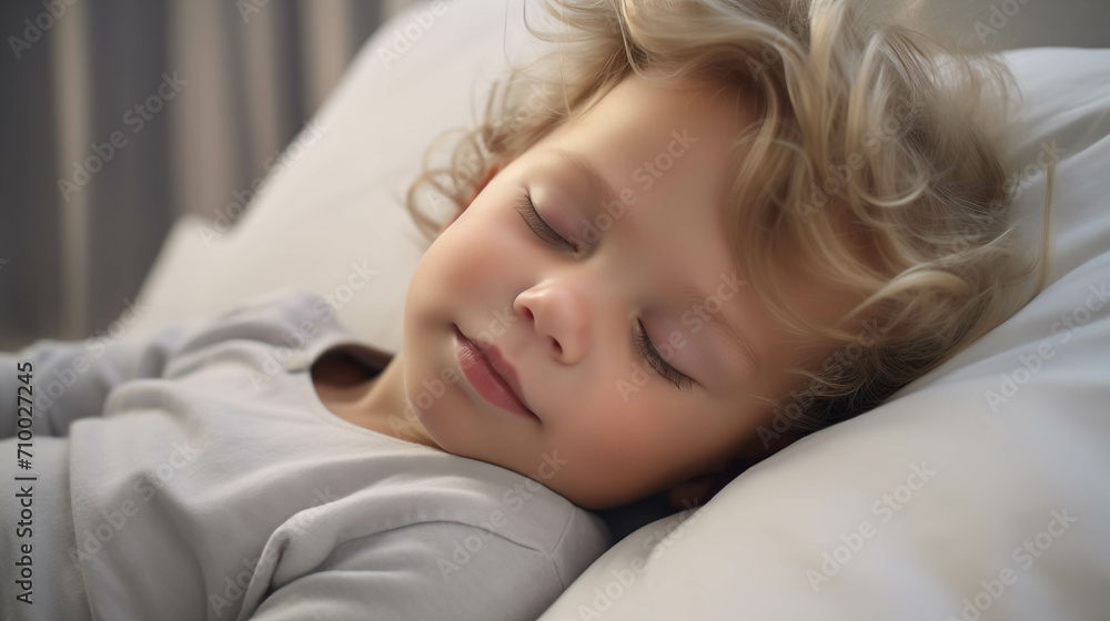 Caucasian child sleeping in the bedroom. Caucasian child sleeping in the bedroom.