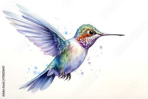 watercolor hummingbird on white background