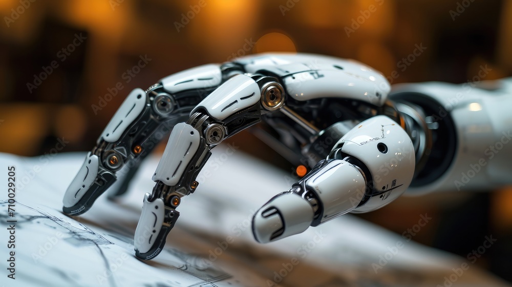 A robot hand draws a picture. Generative AI. A robot hand draws a picture. Generative AI.