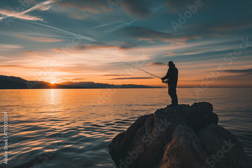 Fisherman with fishing pole