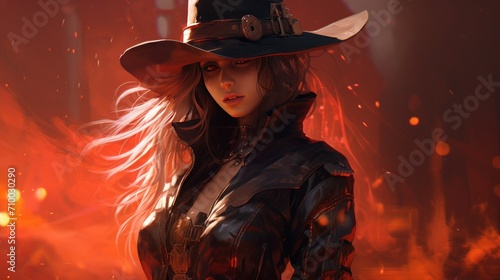 Beautiful woman cowgirl character AI generated image