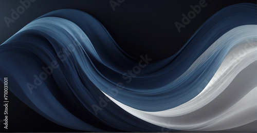 Dark nevi blue abstract color gradient wave on white black background, blurry grainy light wave noise texture backdrop, generative Ai photo