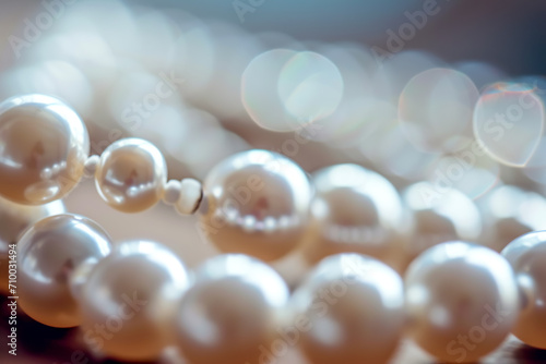 close-up of a pearl bracelet, with the pearls arranged in a pattern