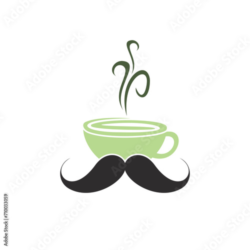 Mustache coffee vector logo design template. Creative coffee shop logo concept. 