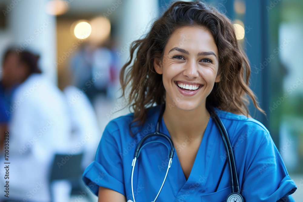 Portrait of a smiling young female doctor taking important notes of a patient's treatment Portrait of a smiling young female doctor taking important notes of a patient's treatment